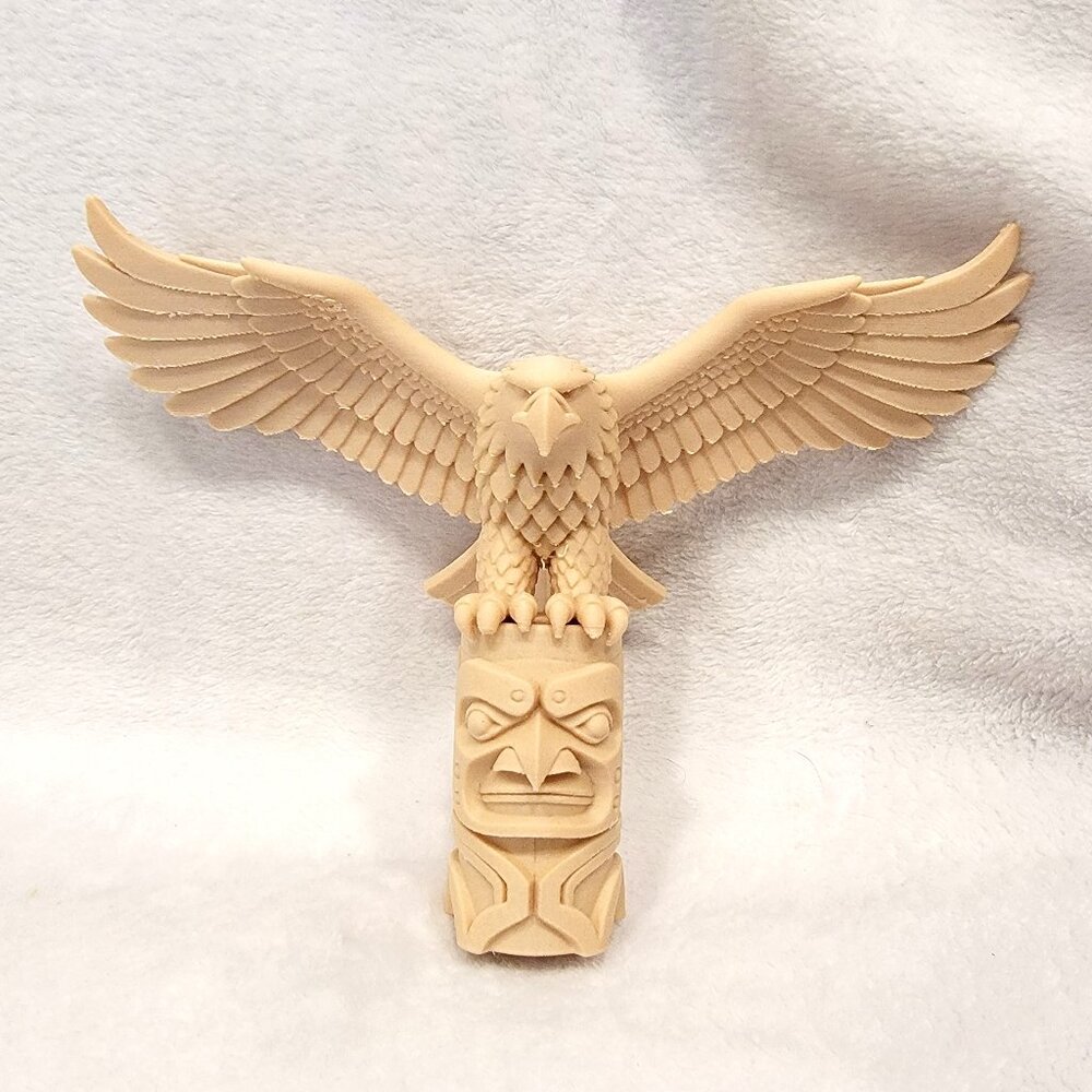 Eagle Perched on Totem 30-40% Wood Filament